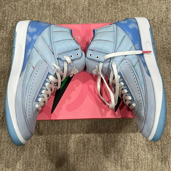 2022 J. Balvin x Air Jordan 2 Retro SP Celestine Blue/White/Multi-Color Size 9.5 - Picture 7 of 9